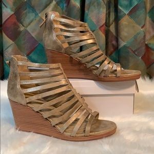 Johnston & Murphy Gold Wedge Sandals